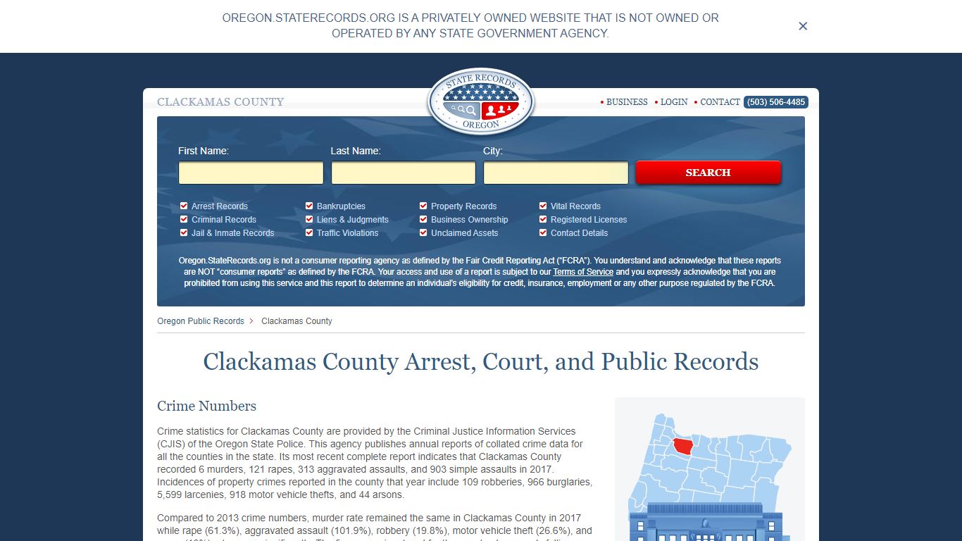 Clackamas County Arrest, Court, and Public Records