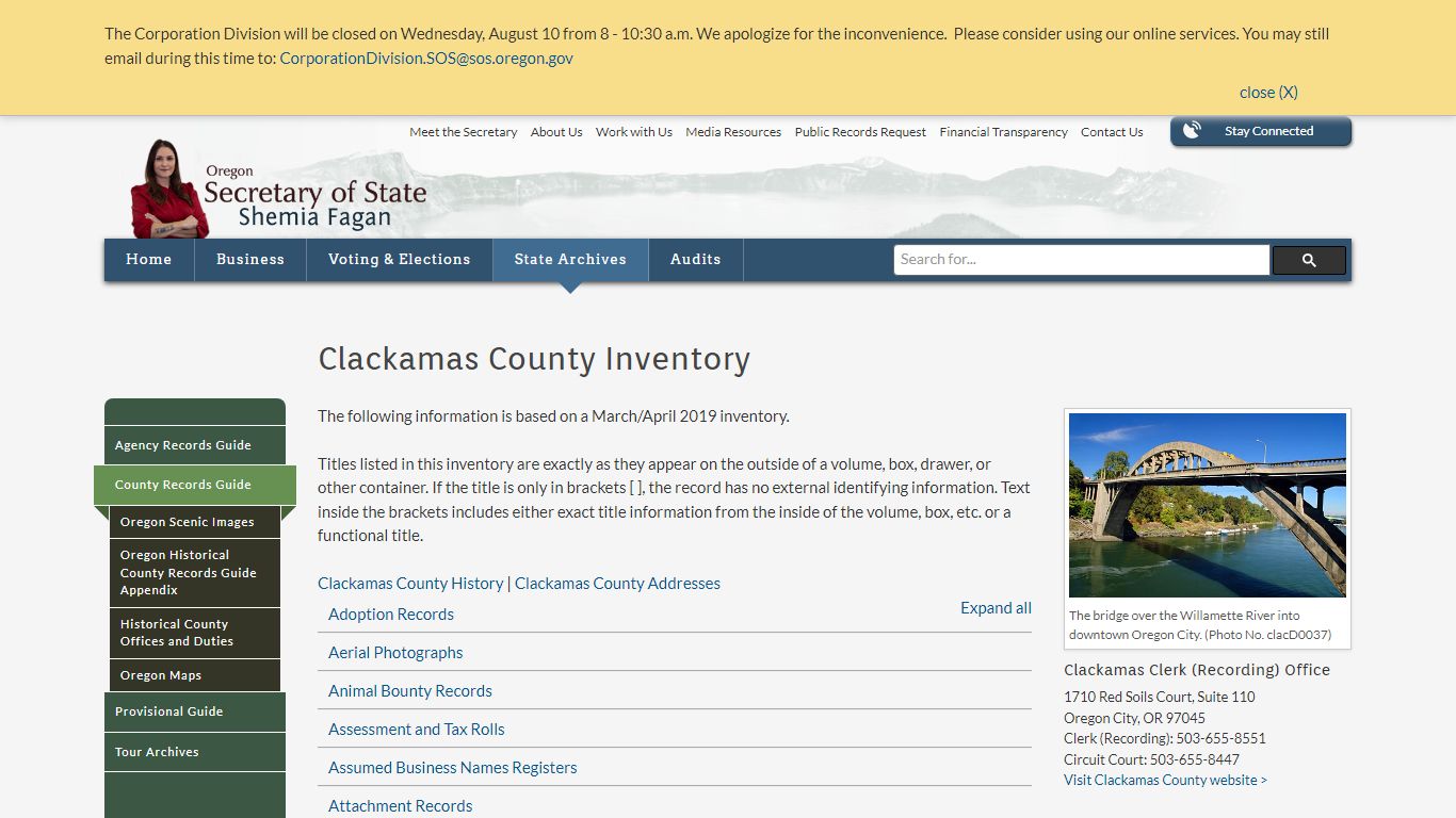 State of Oregon: County Records Guide - Clackamas County ...