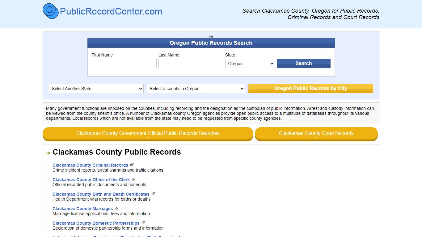 Clackamas County Oregon Free Public Records - Court ...