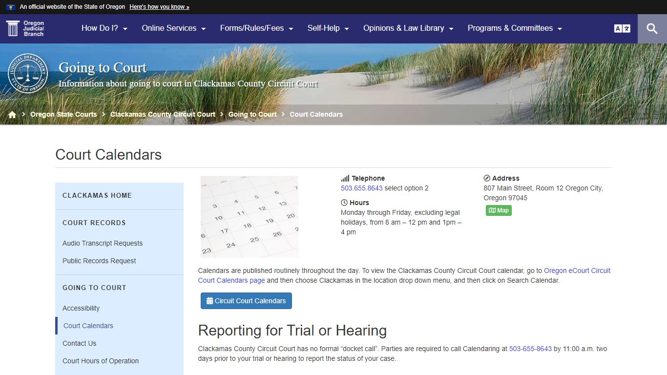 Oregon Judicial Department : Court Calendars : Going to ...